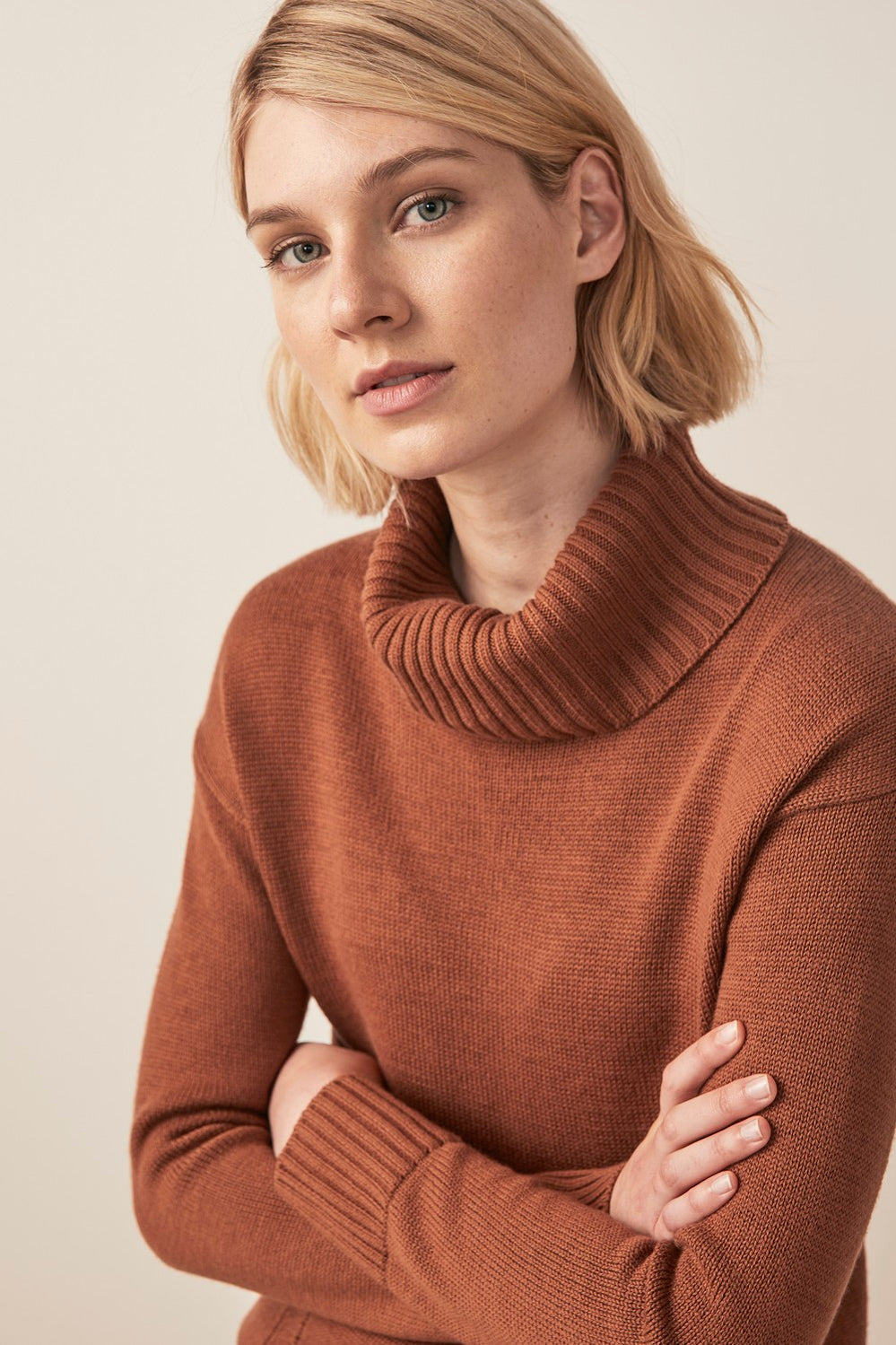 Merino Stitch Detail Roll Neck