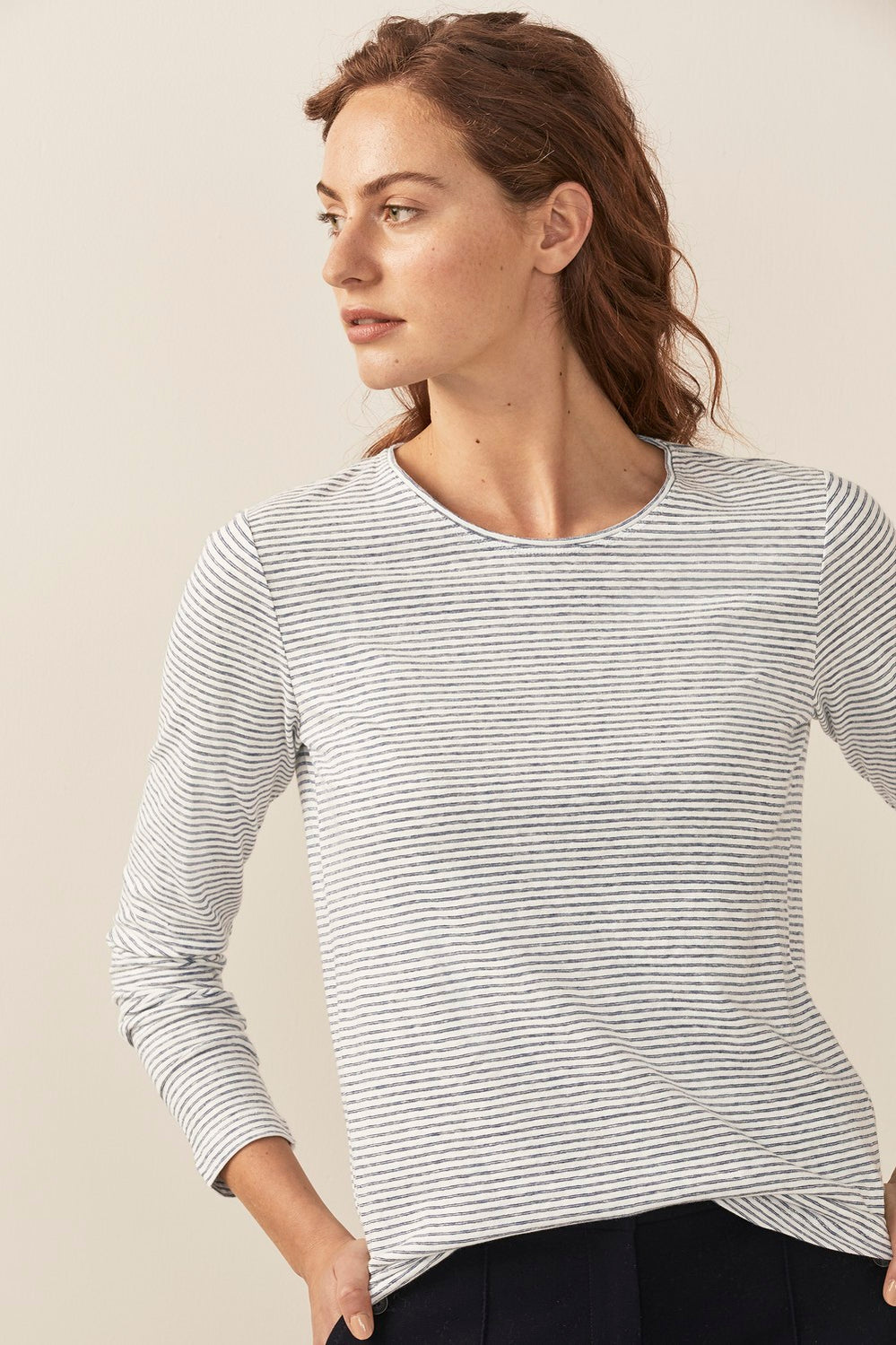 Yarn Dyed Linen Cotton T-Shirt