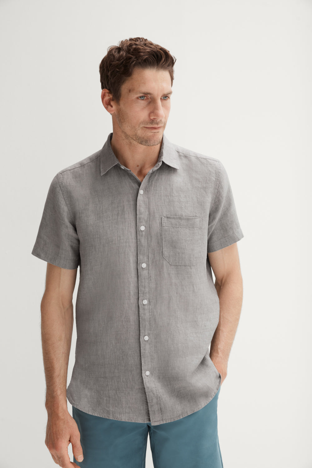 Regular Fit Delave Linen Short Sleeve Shirt