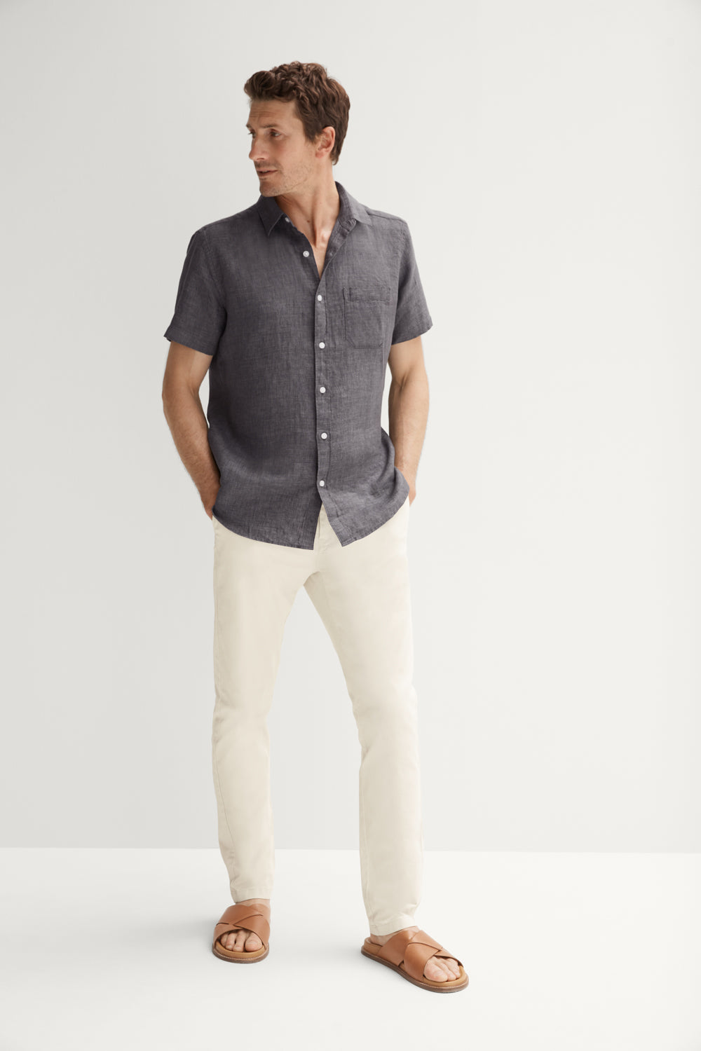 Regular Fit Delave Linen Short Sleeve Shirt