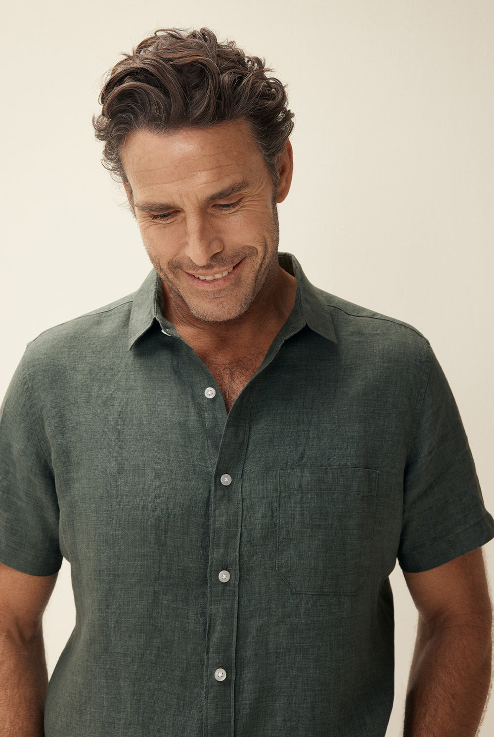 Regular Fit Delave Linen Short Sleeve Shirt