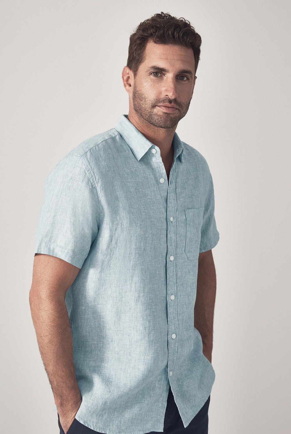 Regular Fit Delave Linen Short Sleeve Shirt