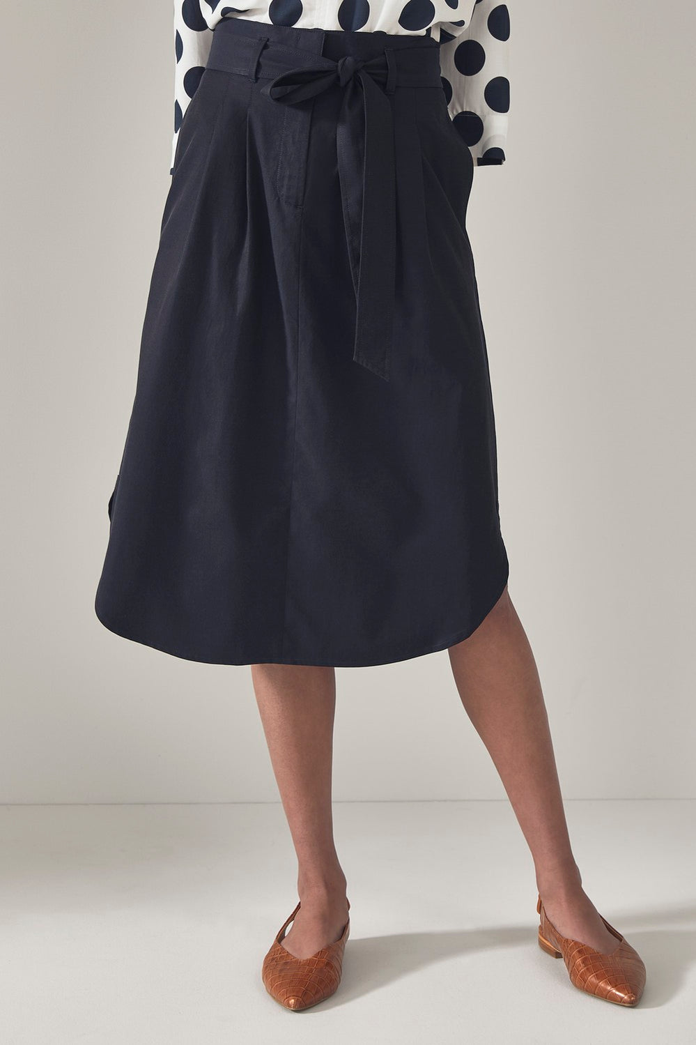 Cupro Cotton Belt Skirt