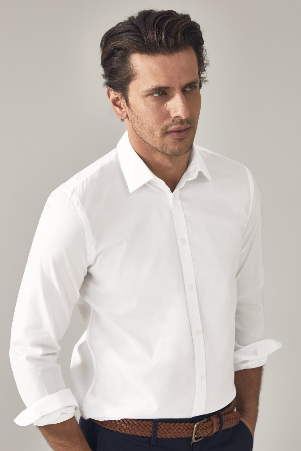 Tailored Cotton Basketweave Shirt