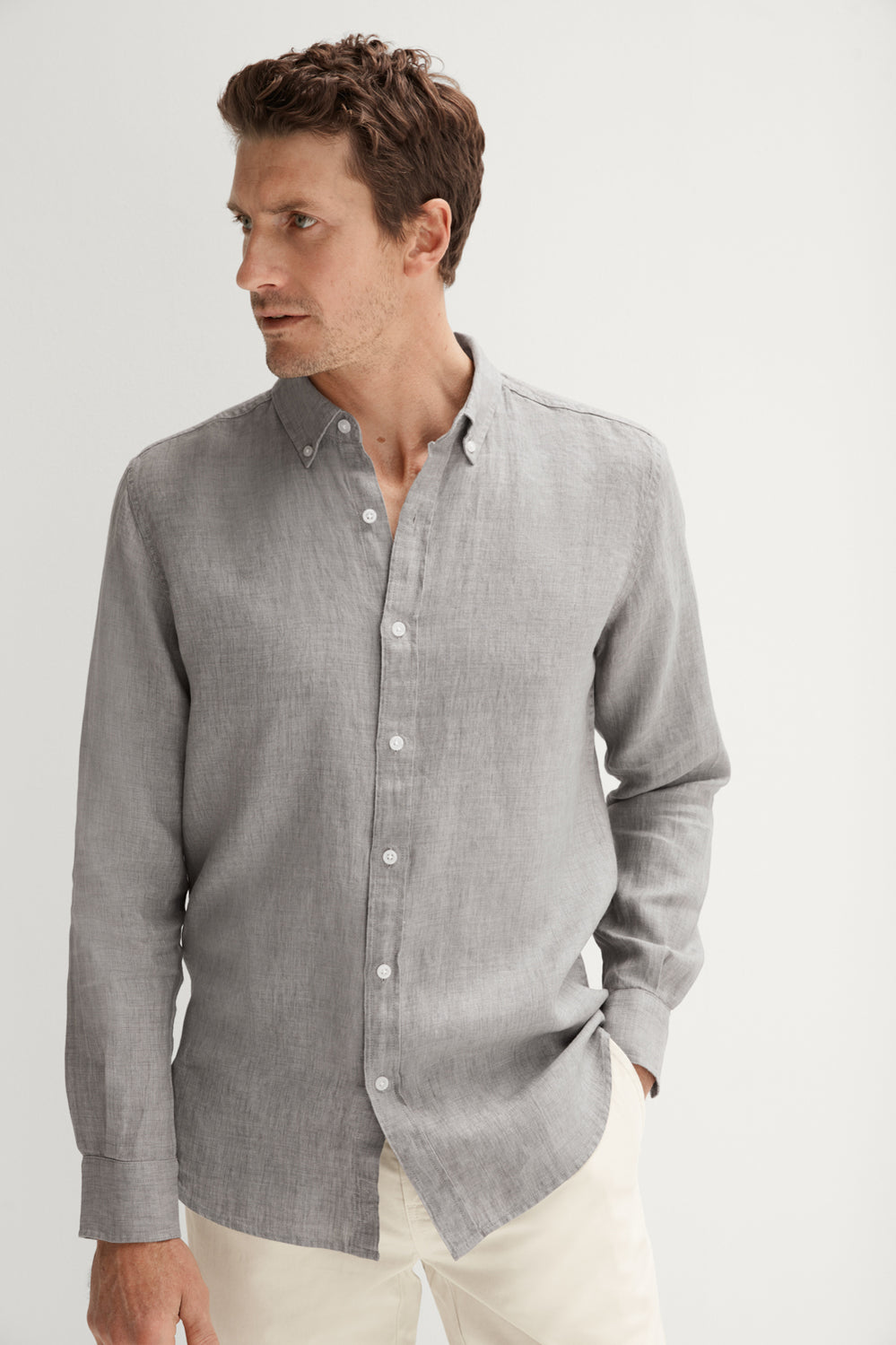Tailored Fit Delave Linen Long Sleeve Shirt