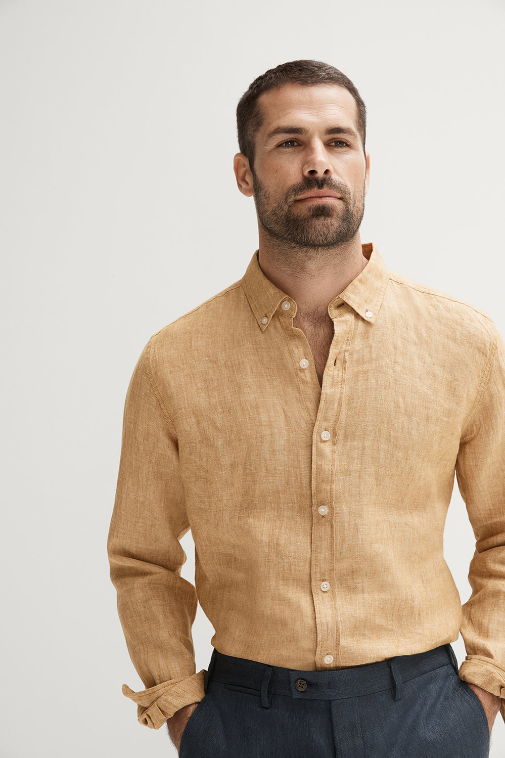 Tailored Fit Delave Linen Long Sleeve Shirt