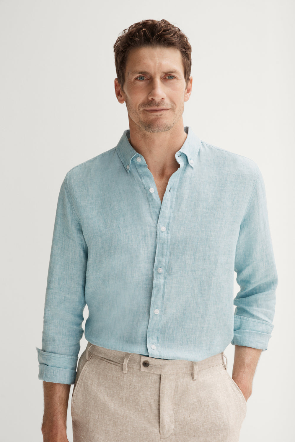 Tailored Fit Delave Linen Long Sleeve Shirt