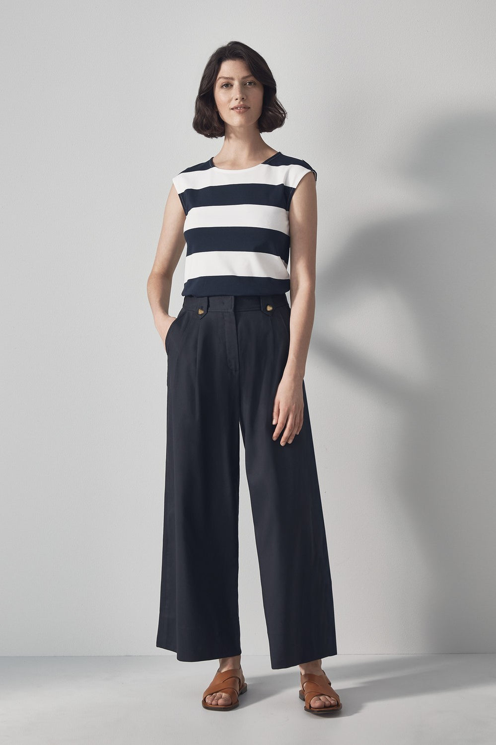 Tab Detail Wide Leg Pant