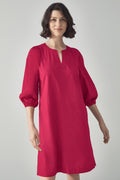 Cotton Poplin Vent Neck Dress