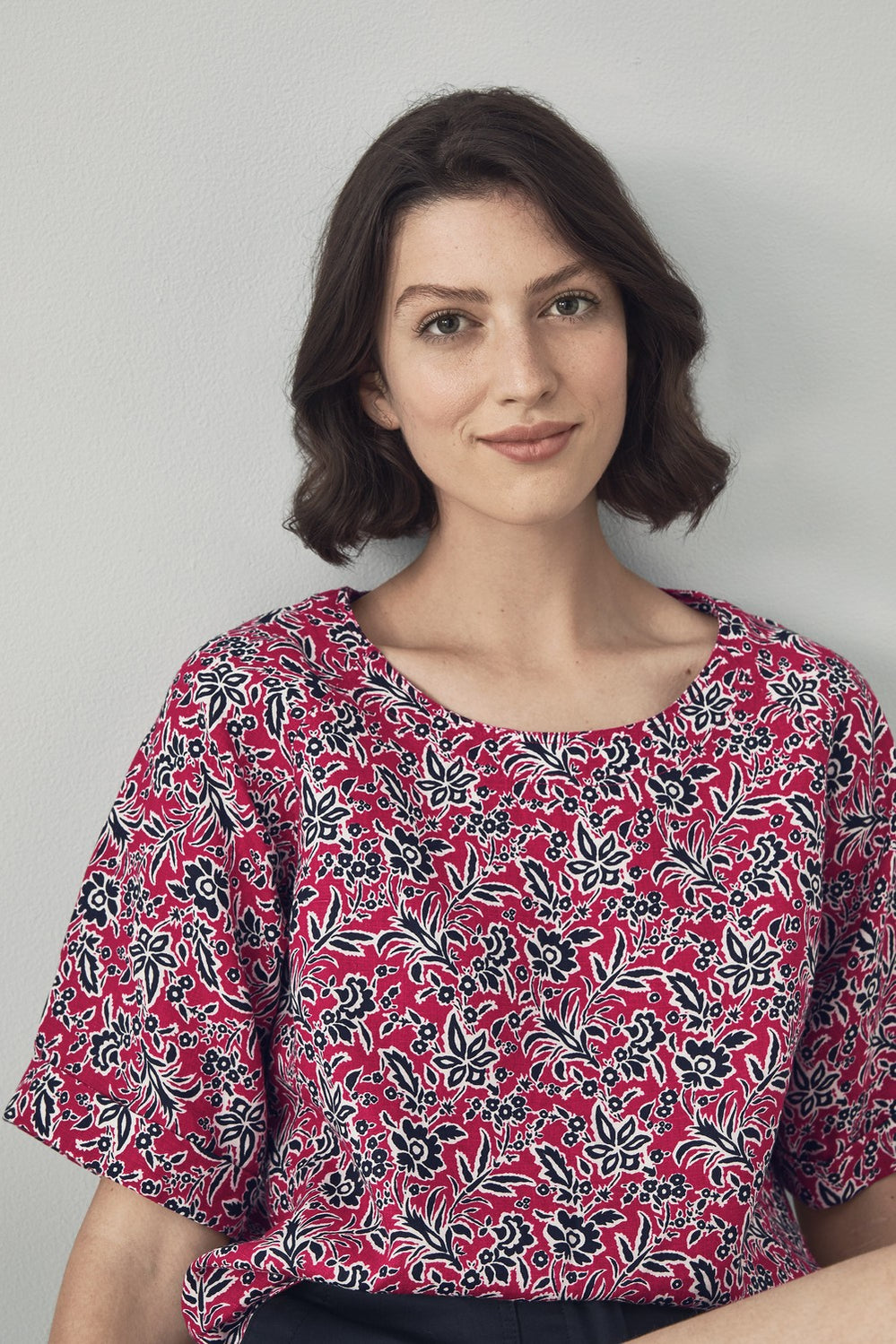 Folk Floral Print Top