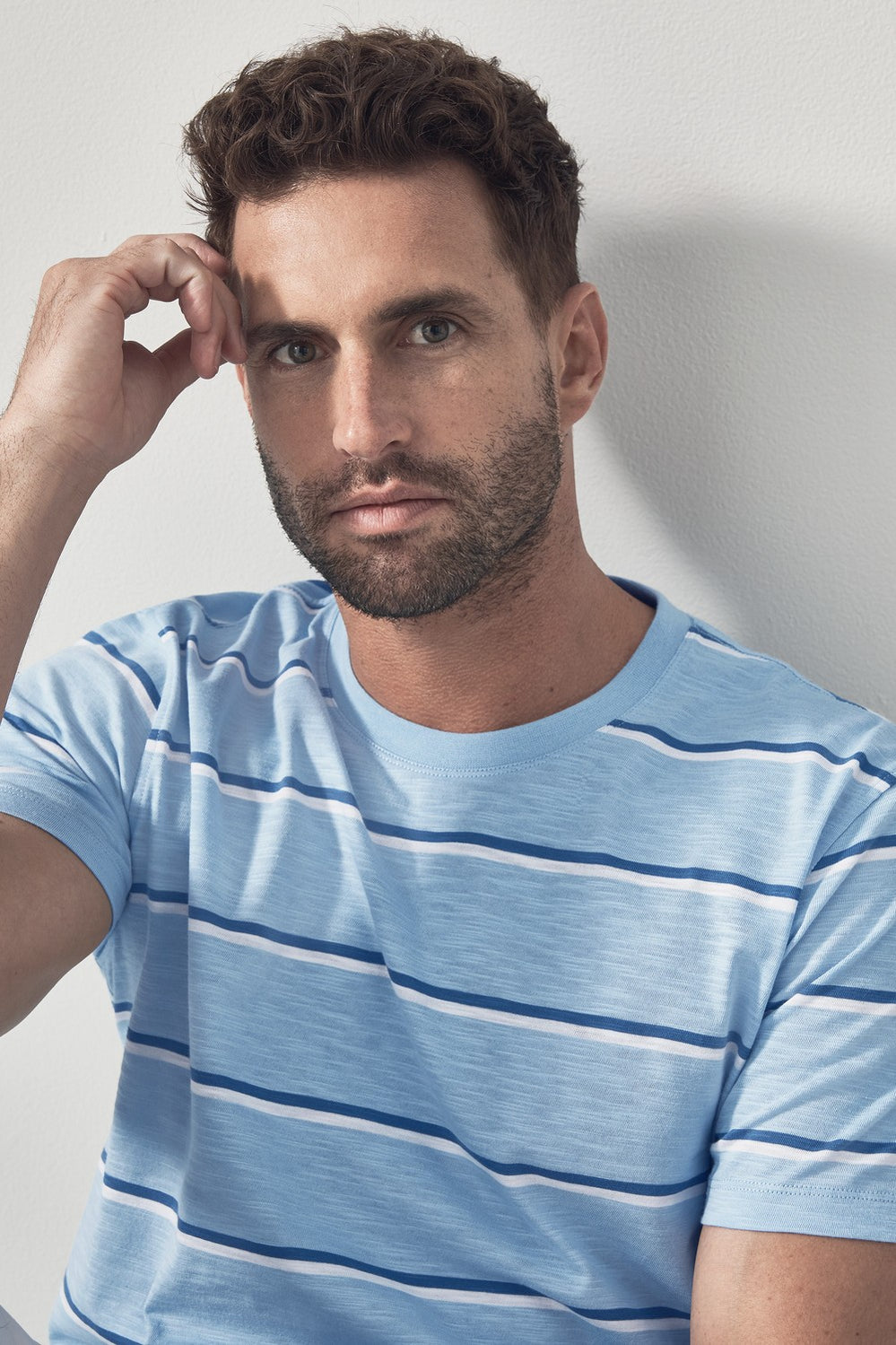 Fine Stripe Cotton T-Shirt