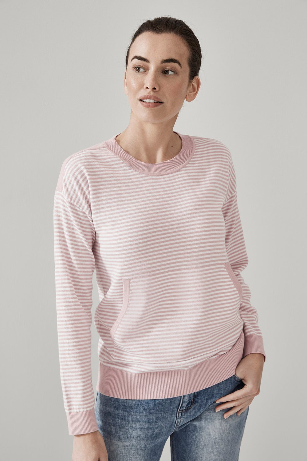 Cotton Stripe Pocket Pullover