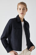 Linen Cotton Zip Front Jacket