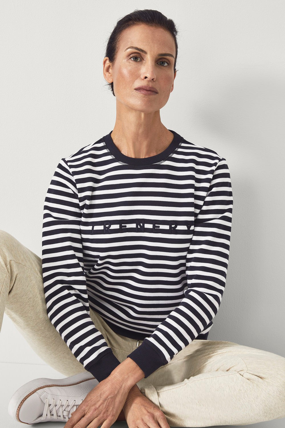 Cotton Stripe Logo Sweat