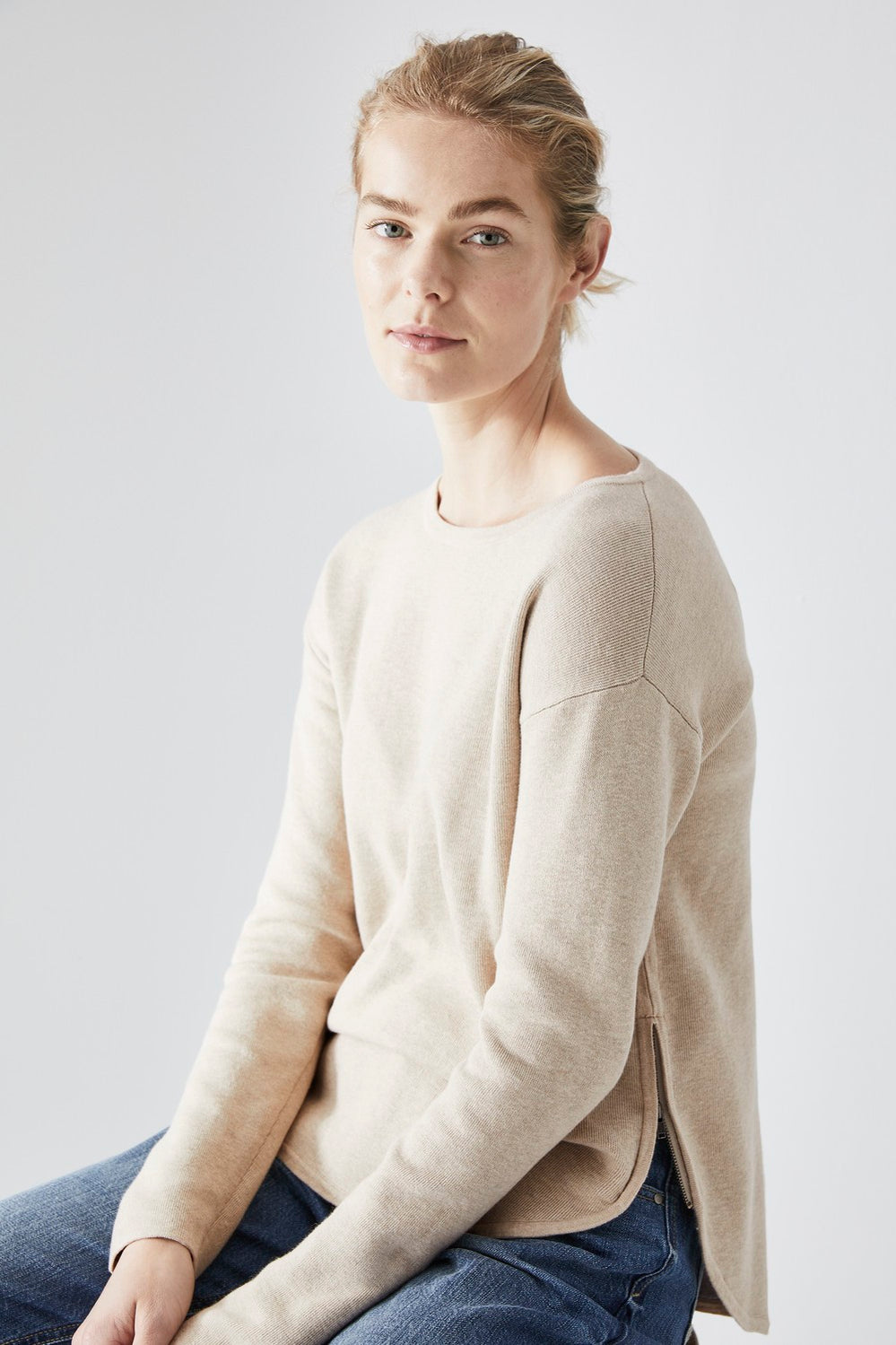 Cotton Cashmere Zip Hem Knit