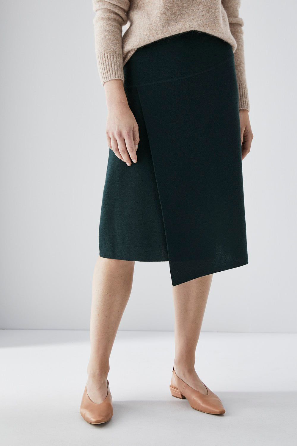 Merino Milano Faux Wrap Skirt
