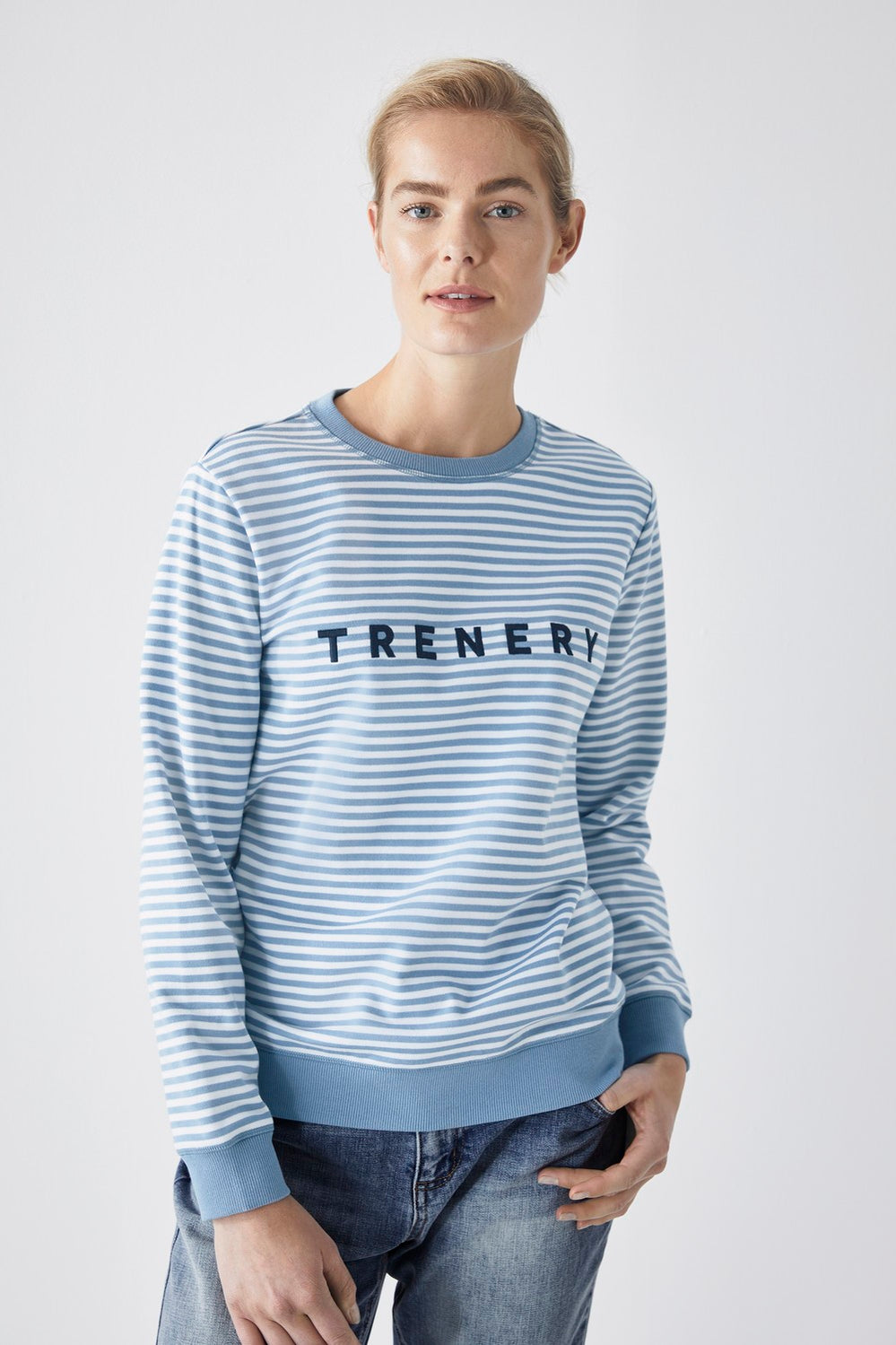 Cotton Stripe Logo Sweat