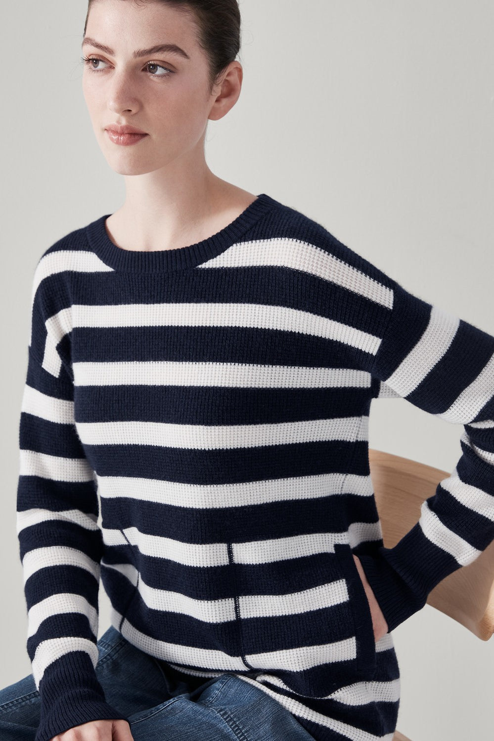 Extrafine Merino Blend Stripe Pocket Tunic