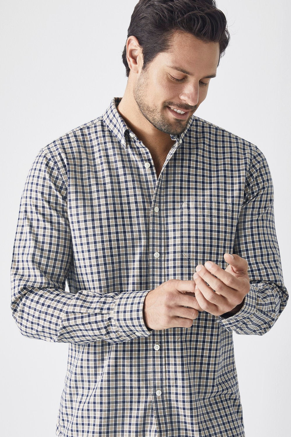 Brushed Herringbone Check Shirt