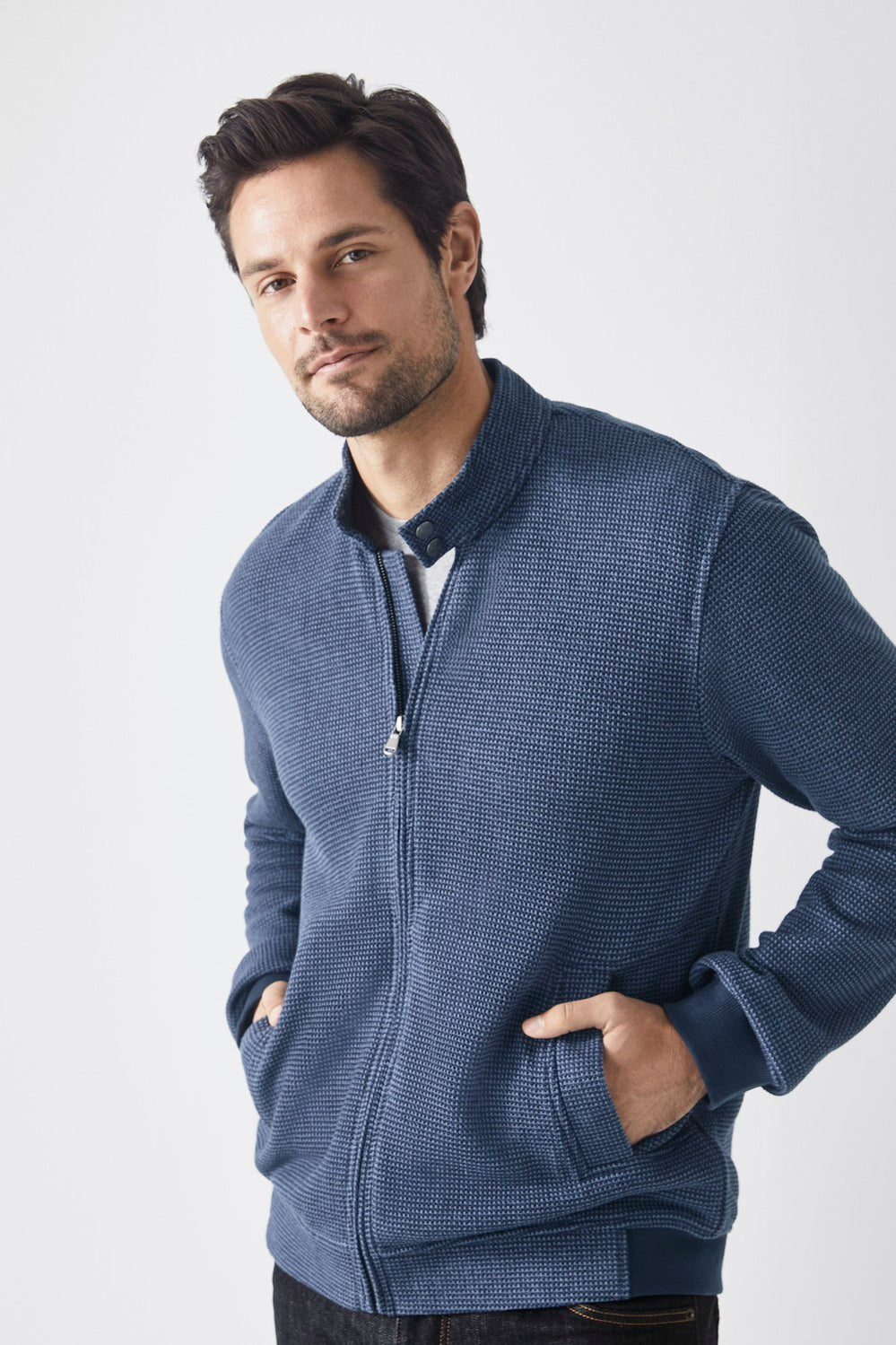 Textured Zip Through Sweat