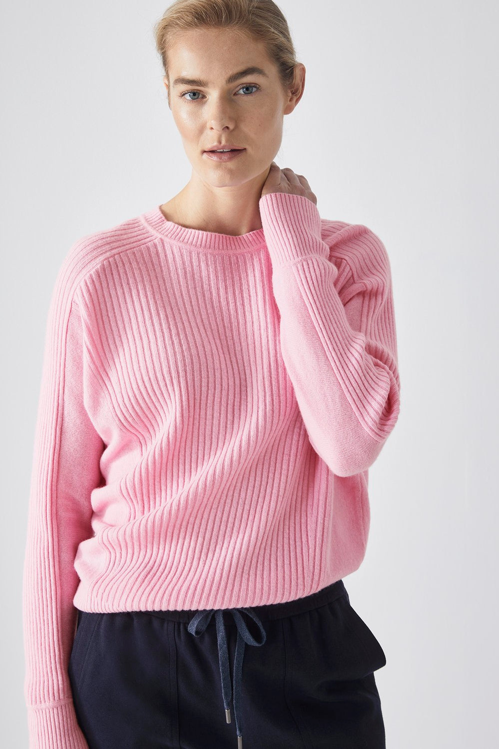 Merino Cashmere Rib Detail Knit