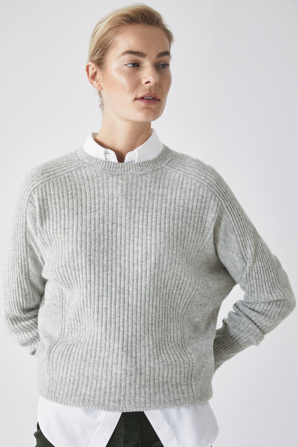 Merino Cashmere Rib Detail Knit