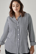 Cotton Modal Stripe Longline Shirt