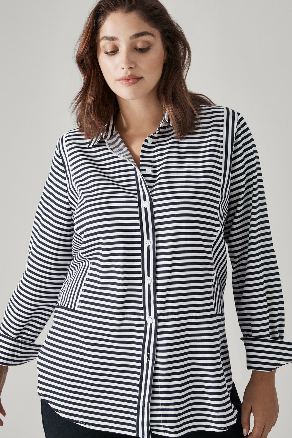 Cotton Modal Stripe Longline Shirt