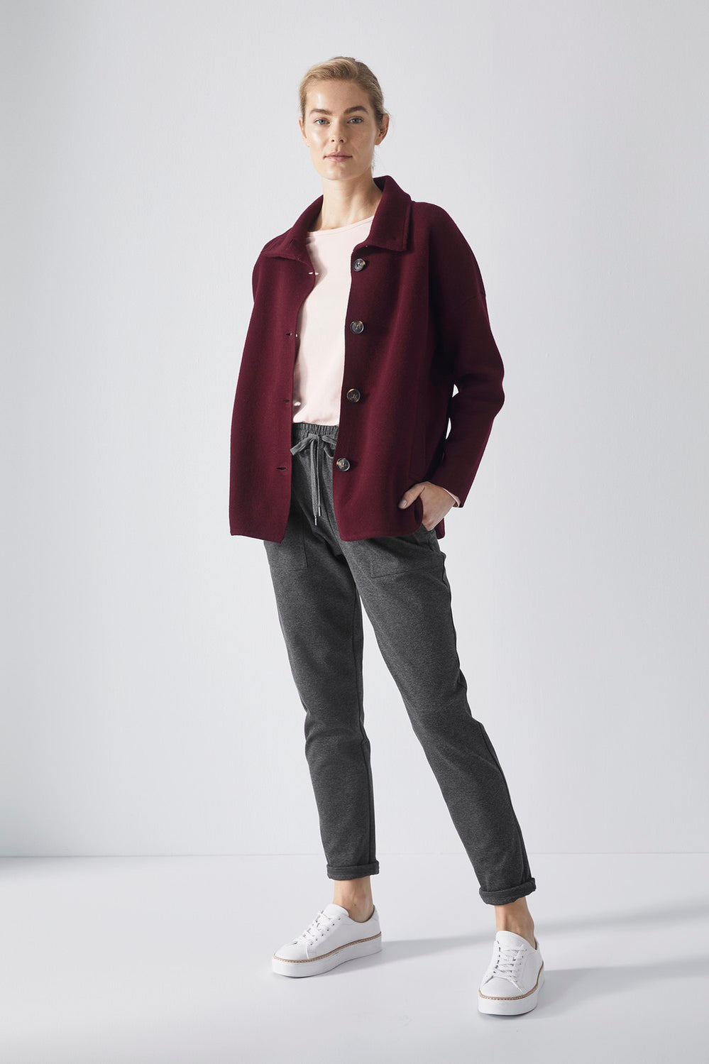 Double Knit Curve Hem Jacket