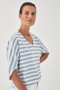 Linen Cotton Stripe Relaxed T-Shirt