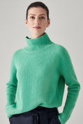 Merino Cashmere Rib Mock Neck Knit