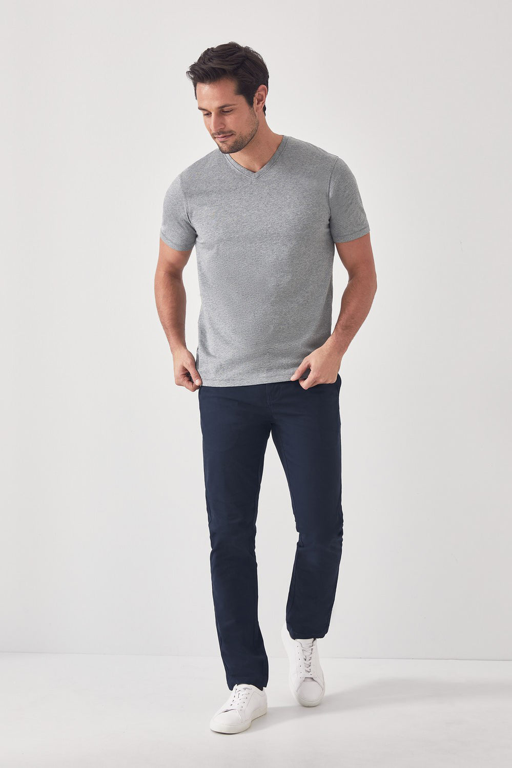 Cotton Marle V Neck T-Shirt