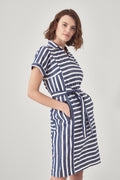 Cotton Linen Yarn Dye Stripe Dress