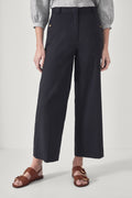 Cotton Blend Stretch Button Detail Trouser
