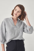 Linen Yarn Dye Boho Blouse