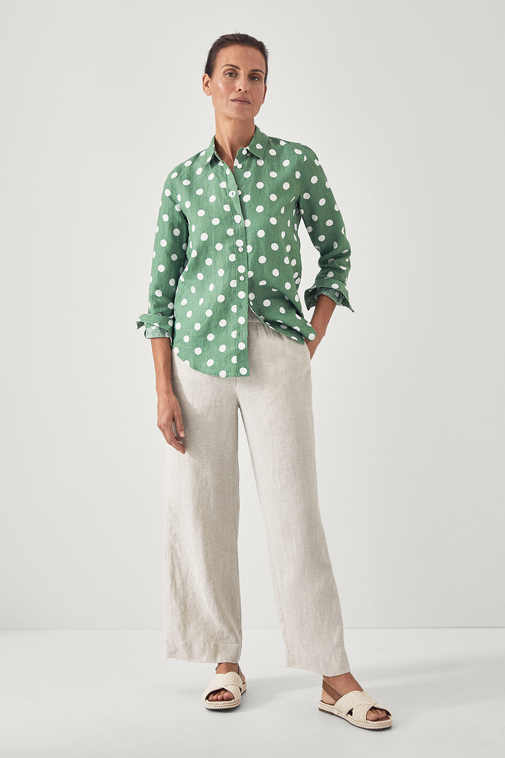 French Linen Spot Print Shirt