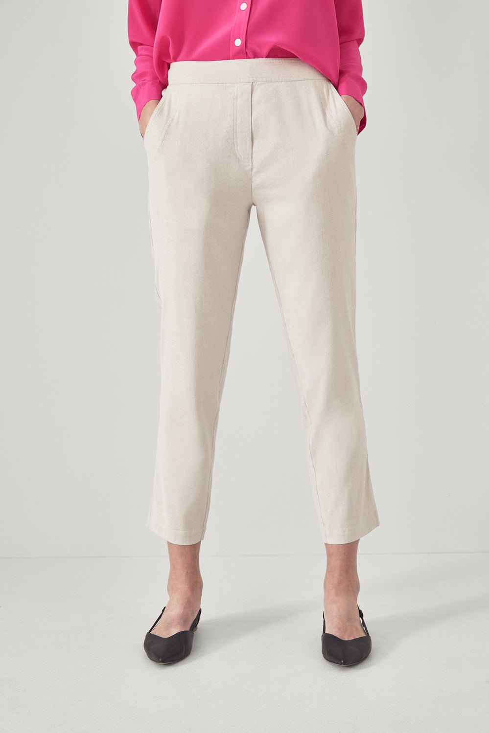 Linen Yarn Dye Stretch Pull On Pant