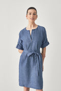 Linen Yarn Dyed Dolman Sleeve Dress