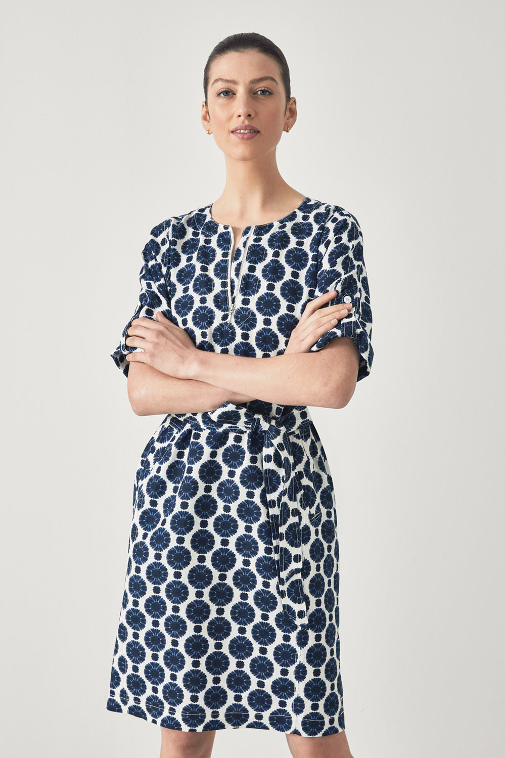 Linen Mini Batik Spot Dress