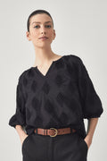 Clipped Jacquard Blouse