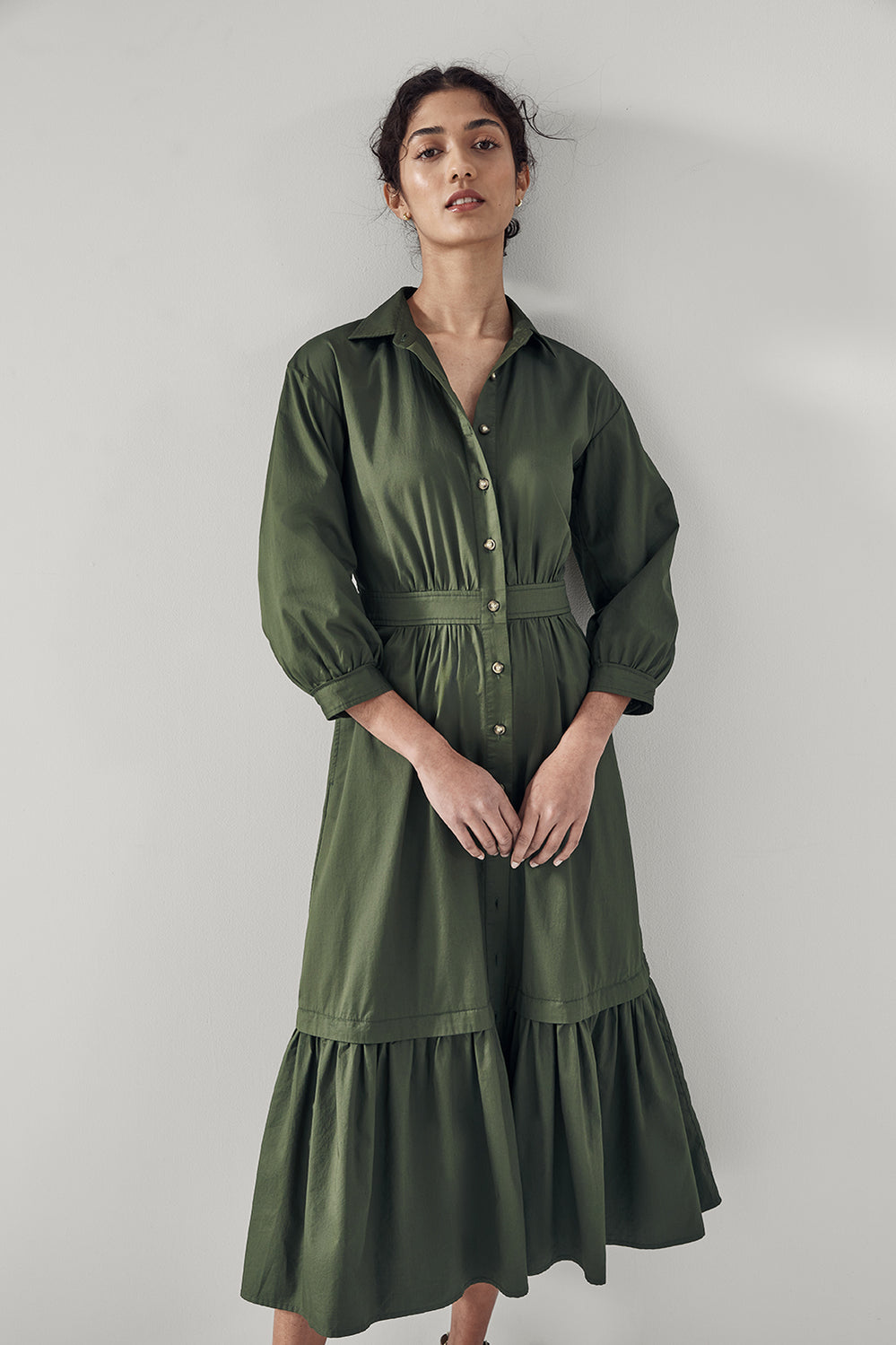Cotton Sateen Tiered Dress