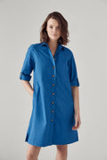 Cotton Poplin Tab Sleeve Dress