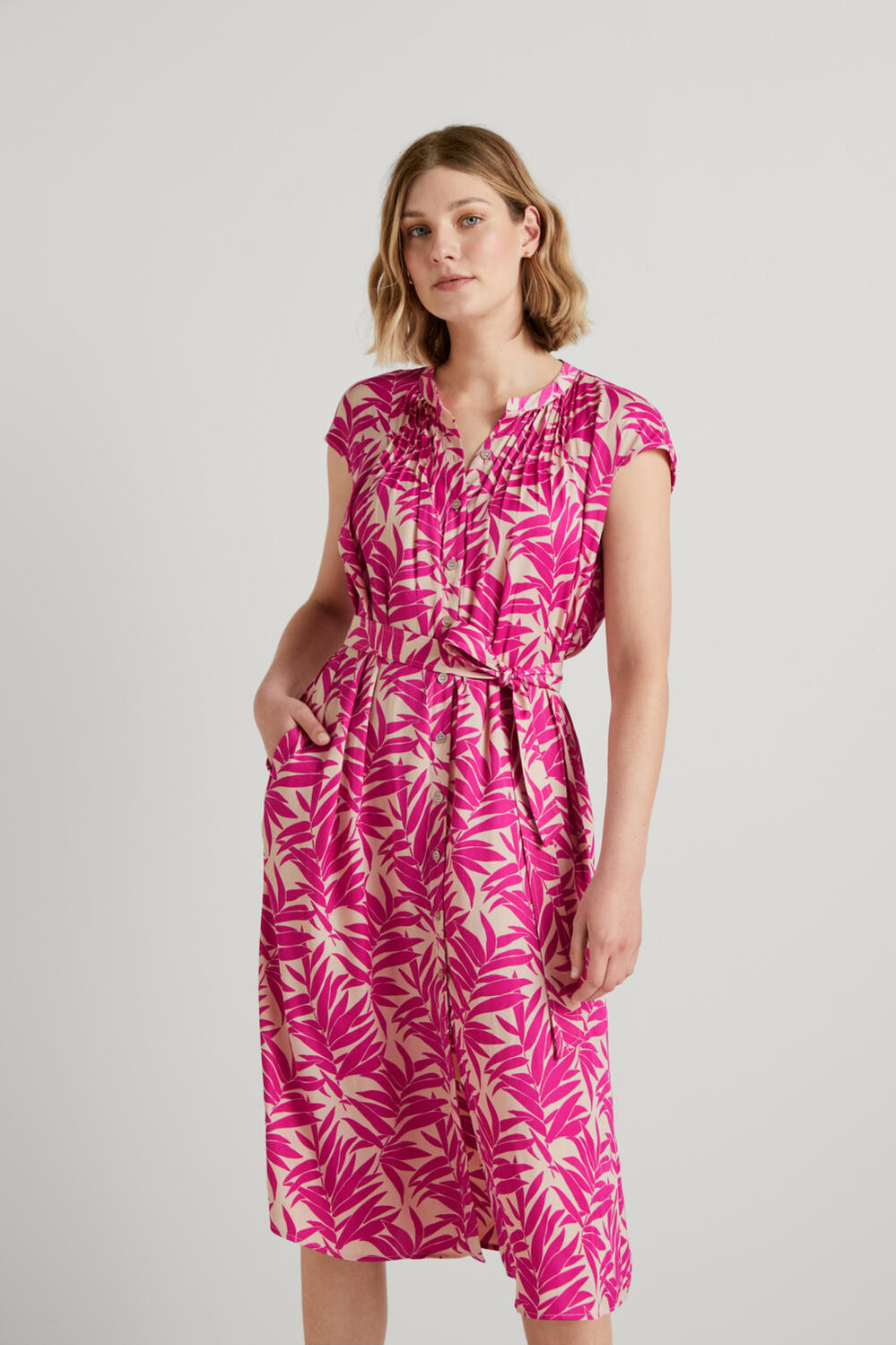 Exotic Fern Pintuck Detail Dress