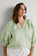 Linen Cotton Broderie Boho Blouse