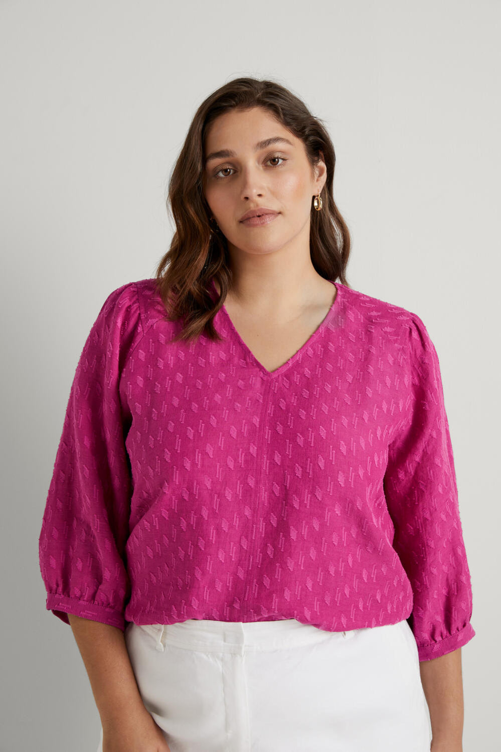Clipped Jacquard Boho Blouse
