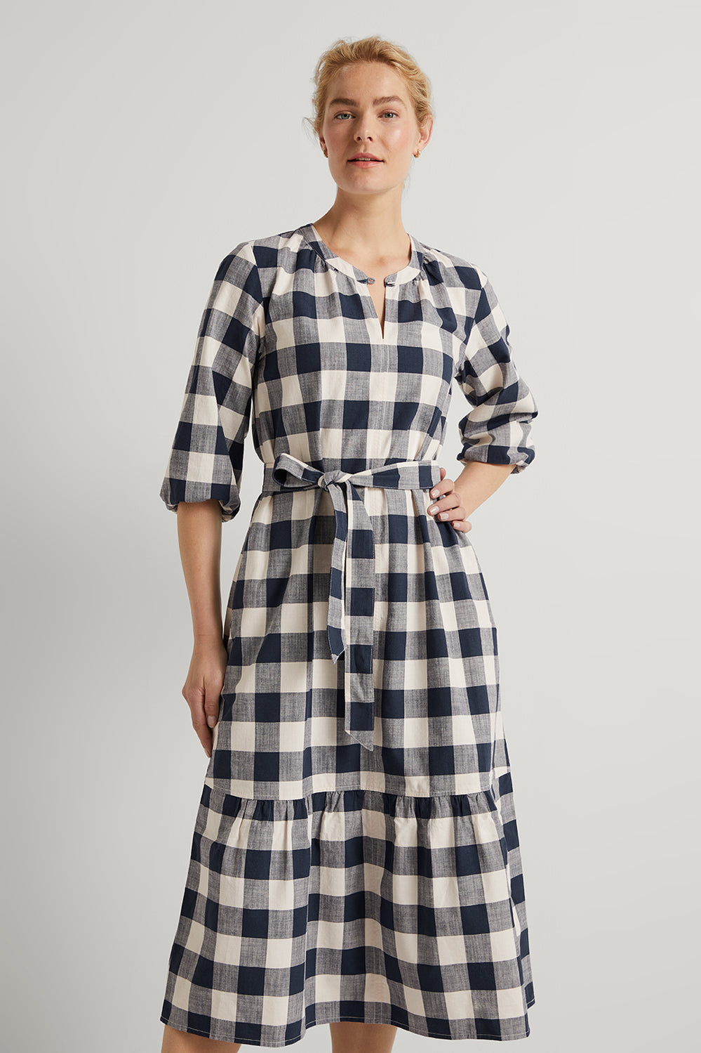 Gingham Cotton Yarn Dyed Boho Dress