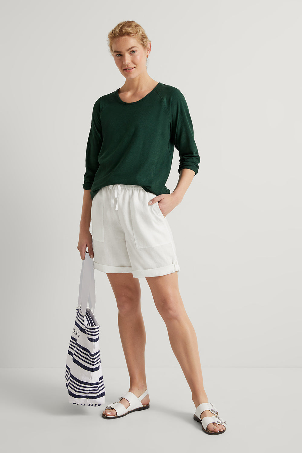 Linen Cotton Dolman Sleeve T-Shirt