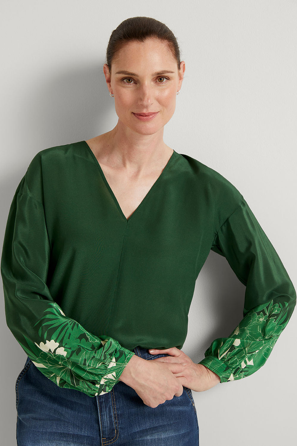 Silk Placed Floral Blouse