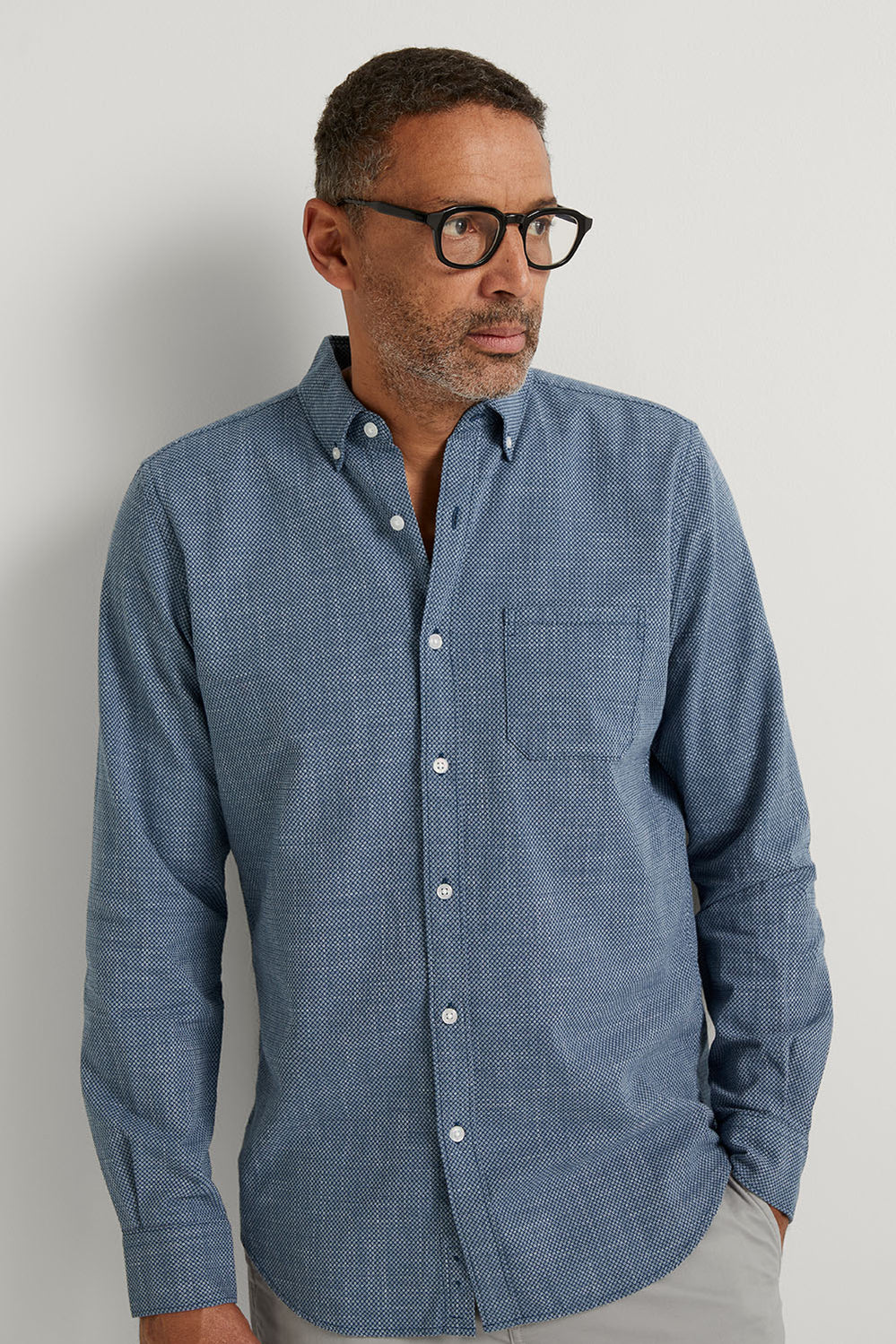 Regular Textured Geo Double Weave Shirt