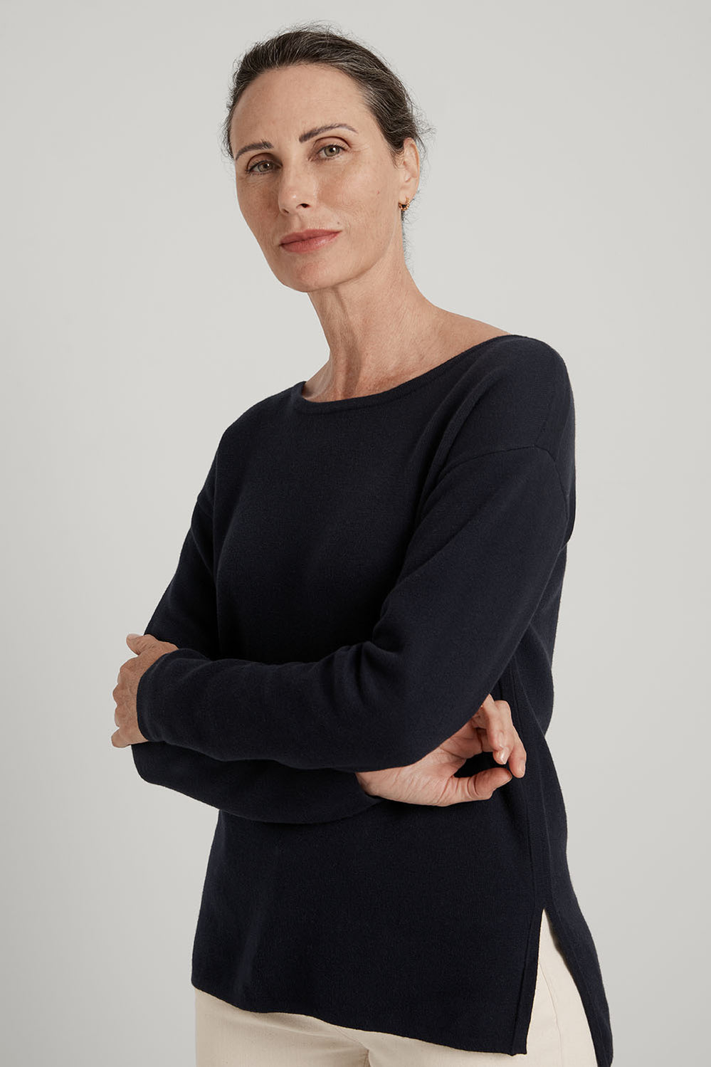 Cotton Cashmere Split Hem Knit